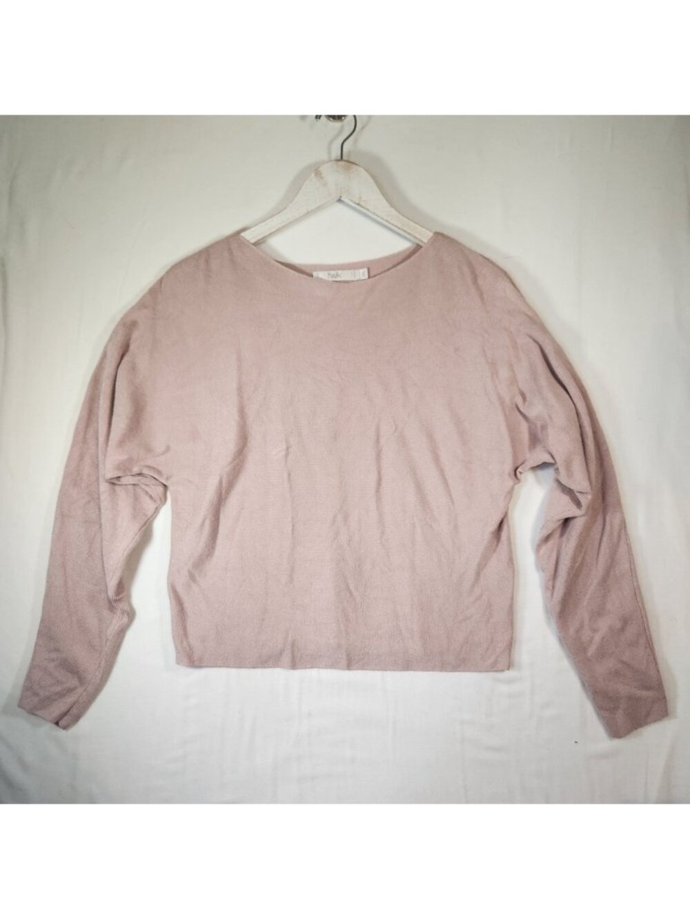 Twik Simons Womens P/S Pink Batwing Long Sleeve Knit Boat Neck Sweater Pullover